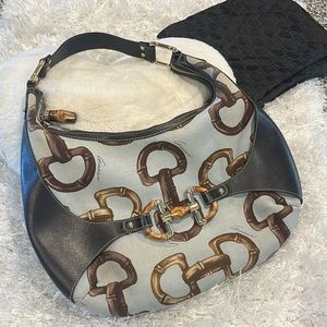 Gucci: Vintage Gucci Hobo/Bamboo design/Light blue with brown